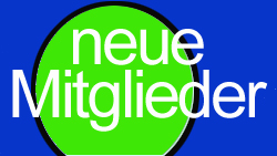 auf einem blauem Hintergrund ein Grüner Kreis mit der Aufschrift neue Mitglieder